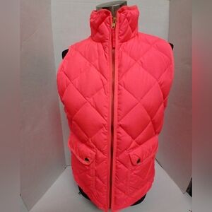 J Crew Quilted Pink Neon Sleeveless Women's Puffer Vest Size M